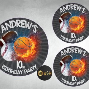 Sports Birthday Stickers: Football, Soccer, Basketball, Baseball (Printable)