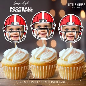 Football Personalized Face Cupcake Toppers