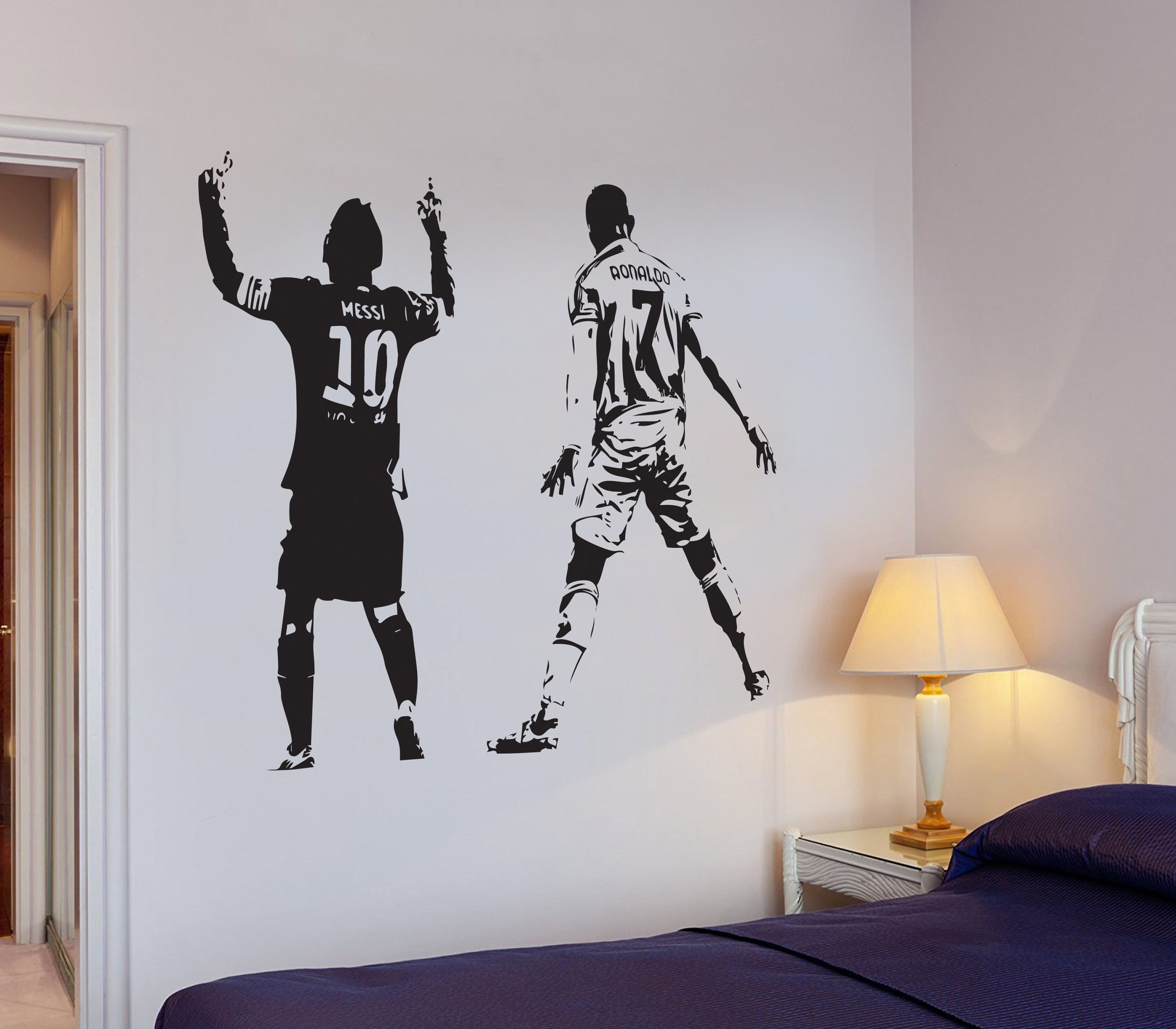 Messi and Ronaldo - Football Wall Art - Wall Sticker - Vinyl Transfer - Decal - Kids Bedroom