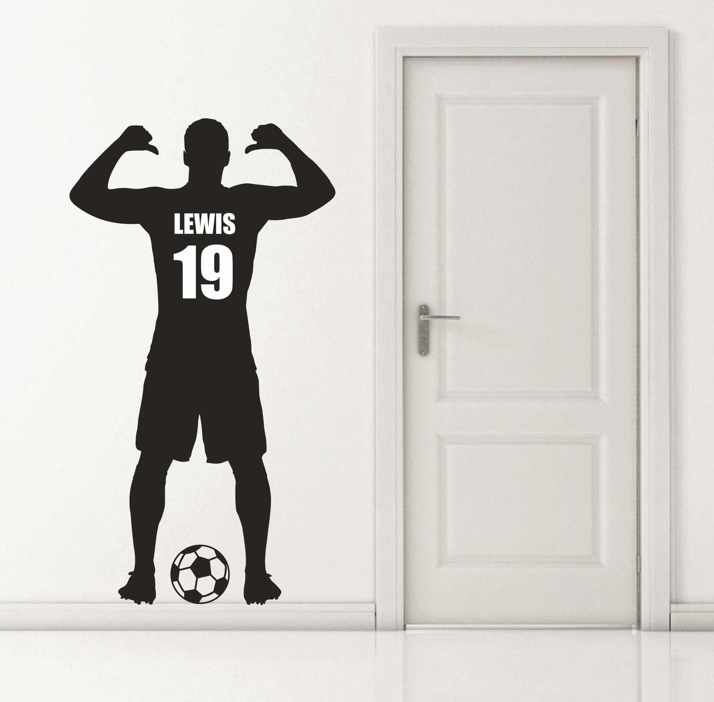 Cool Football Player Wall Sticker Decal Silhouette With Personalise Name