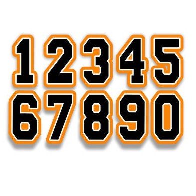 Custom 1 1/2 Inch 0-9 Dye-Cut Helmet Number Sheets, Baseball Numbers, Football Number, Hockey Number, Softball Number, Lacrosse Numbers