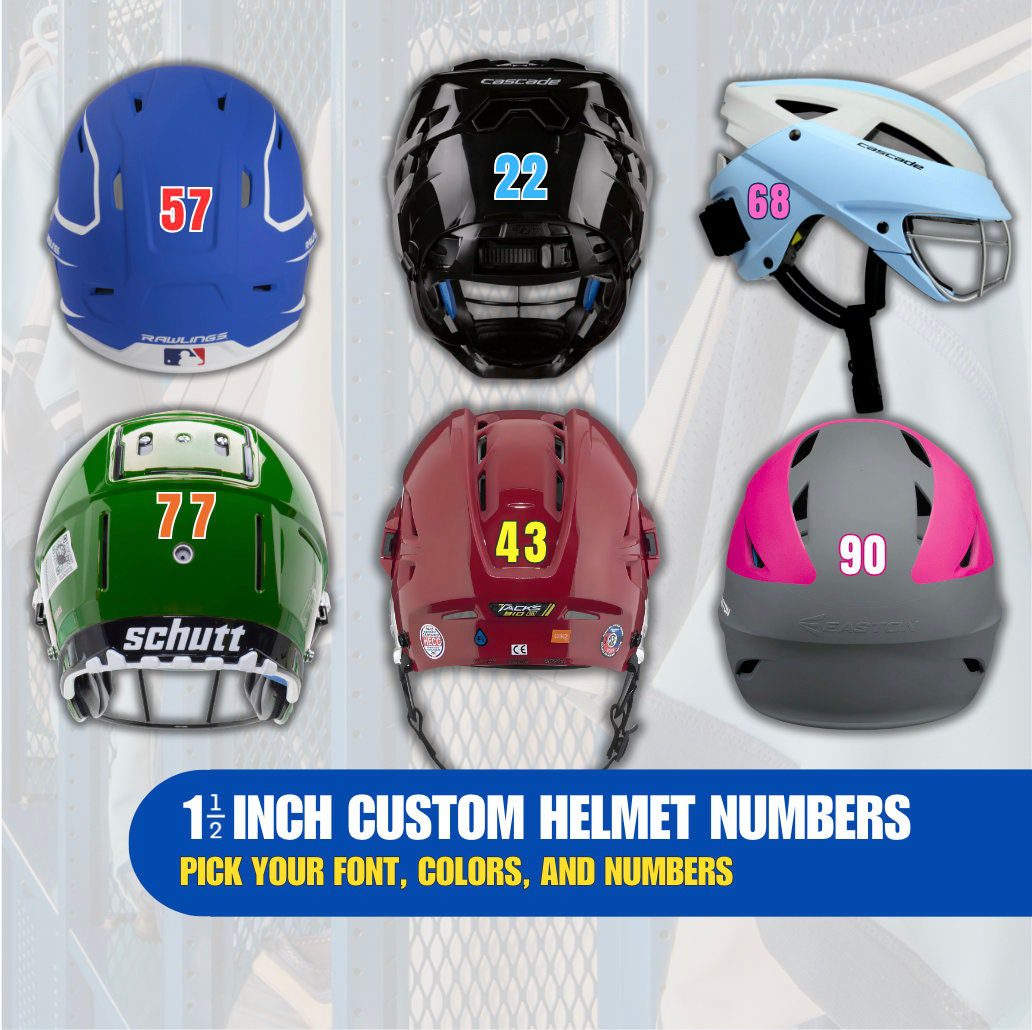 Custom 1 1/2 inch Individual Helmet Numbers Dye Cut for each player | football numbers | baseball numbers | hockey helmets | Lacrosse Number