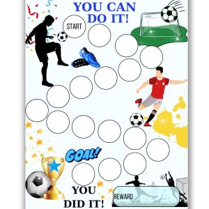 Football Reward Chart - Boys Behavior Chart - Kids Chore Chart - Sleep Chart - Potty Training - Sticker Chart - Soccer Player- Letter&A4