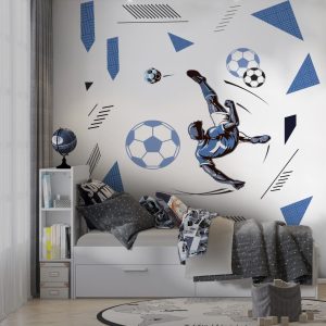 Soccer Wall Sticker Boys Room , Football Themed Wall Decal Set for Kids , Soccer Ball Sticker for Kids , Peel and Stick Wall Decal Football