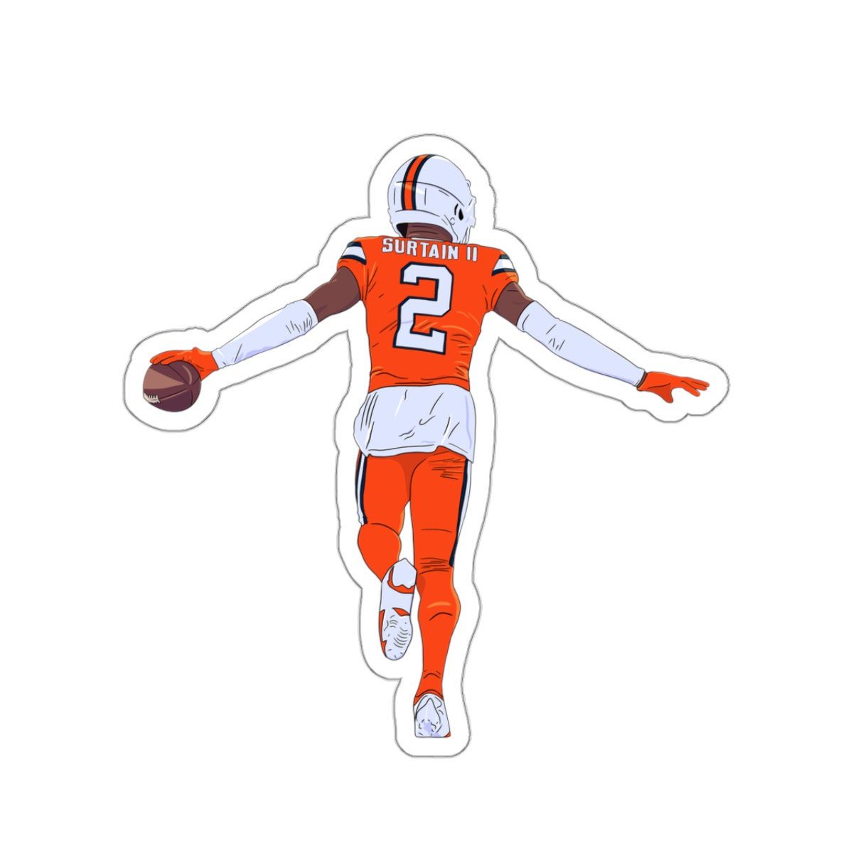 Pat Surtain Celebrating Sticker, Gift For Denver Fan, High Quality Hand Drawn Art, Sports Vinyl Decal