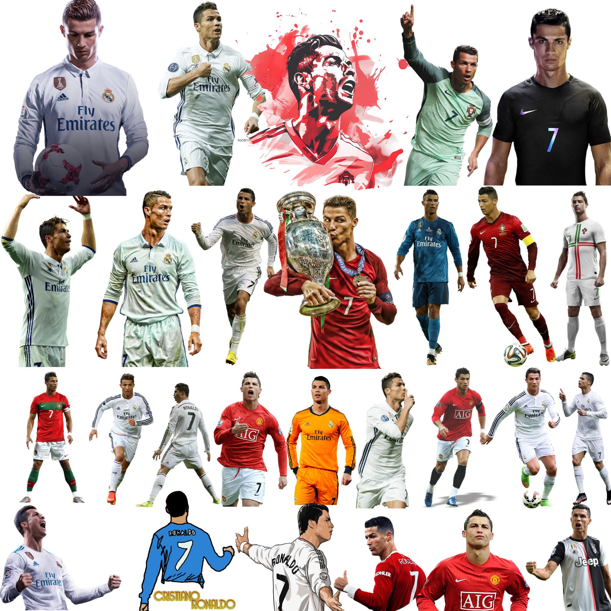 Cristiano Ronaldo PNG Clipart - CR7 Stickers - Football GOAT (Digital Download)