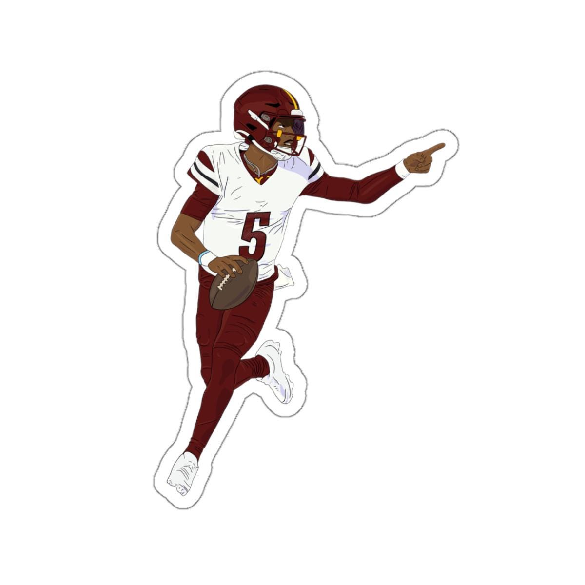 Jayden Daniels Celebrating Sticker, Gift For Washington Fan, High Quality Hand Drawn Art, Sports Vinyl Decal