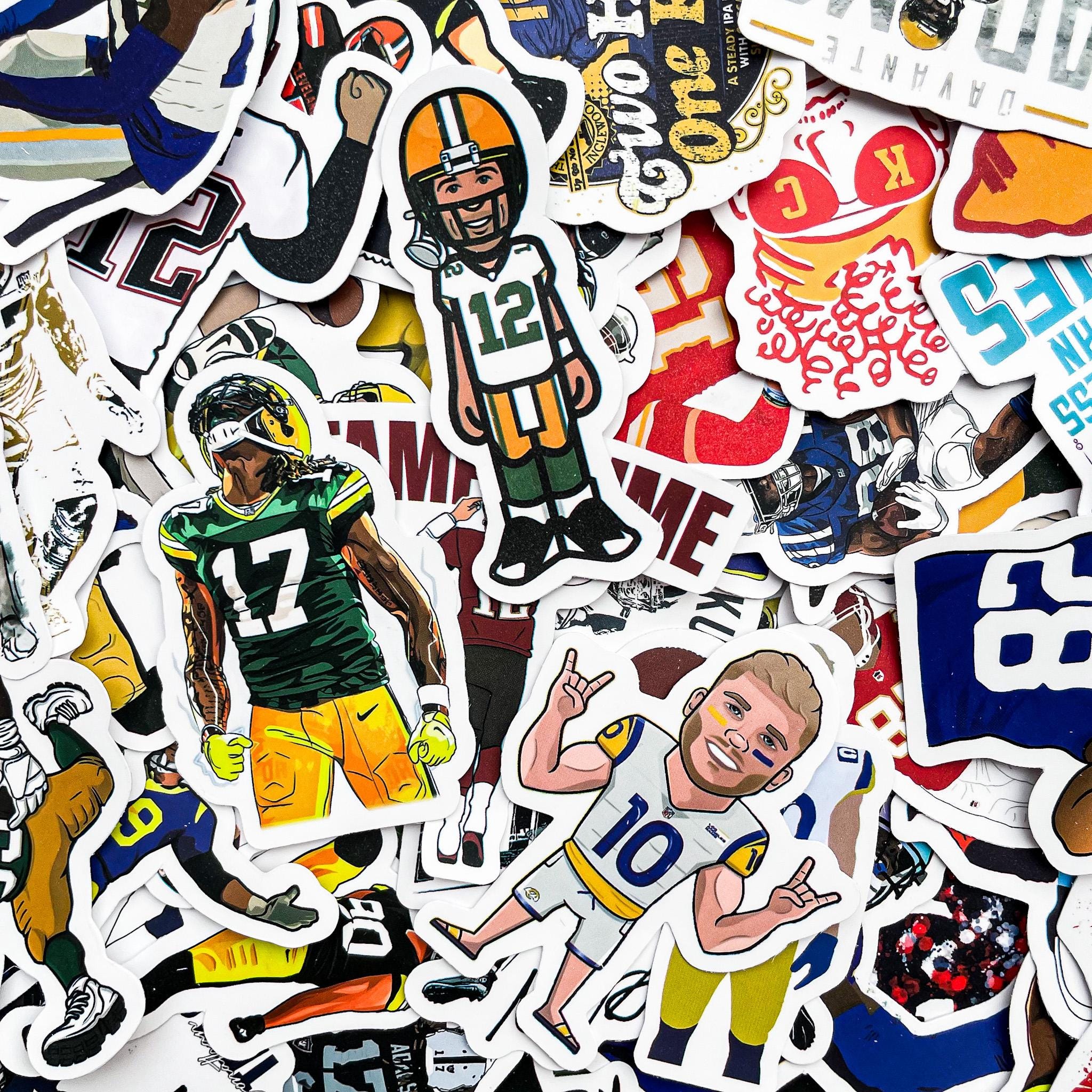 100pcs Sports Stickers, Vinyl Stickers for Helmets, Funny Football Stickers, Durable Decals, NFL Inspired Sticker Pack for Fans
