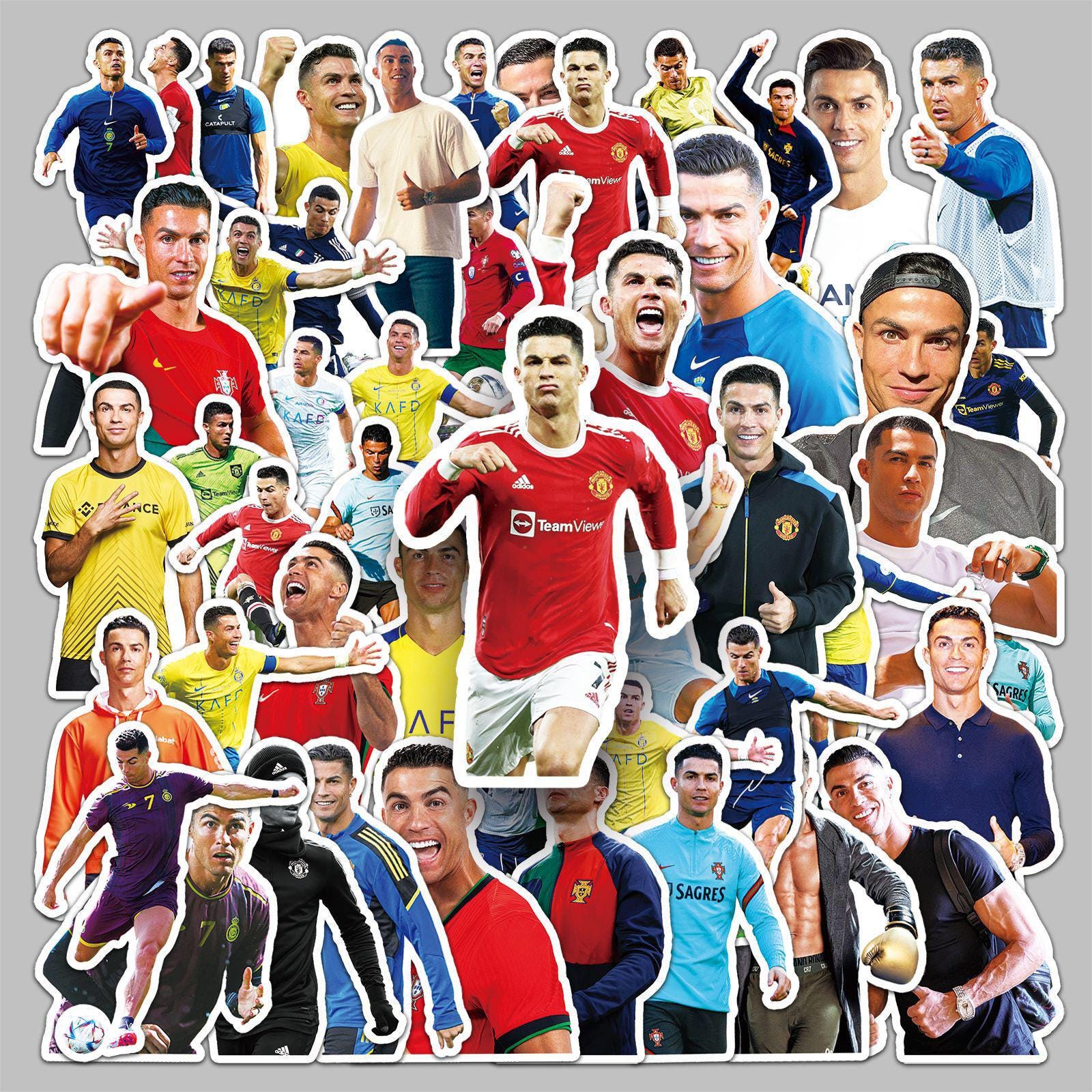Football Superstar C.Ronaldo Stickers Pack: DIY Creative Waterproof Vinyl Decals(50/52/102Pcs)