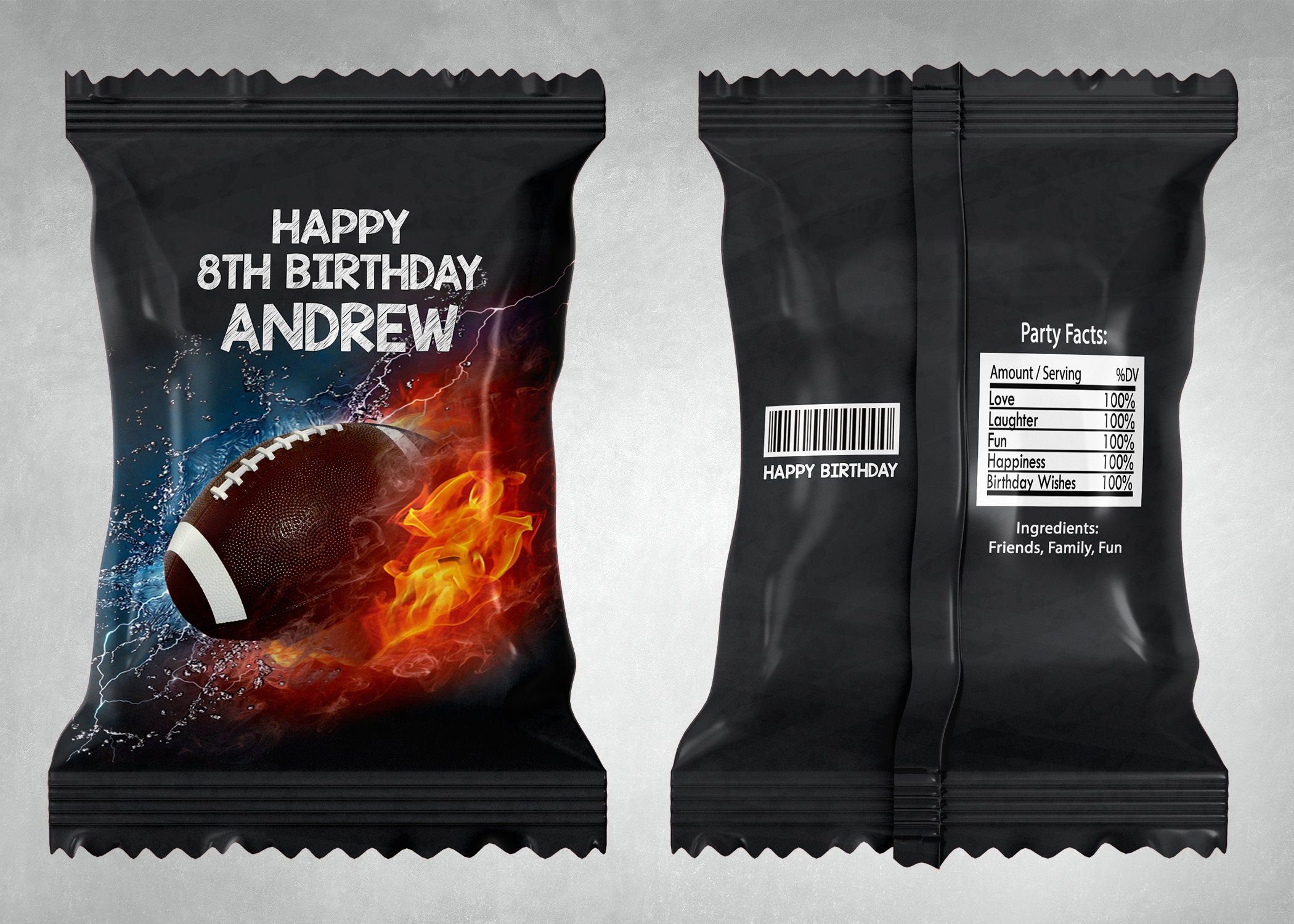 Football Birthday Chips Bag Label: Personalized Party Favor (Digital Download)