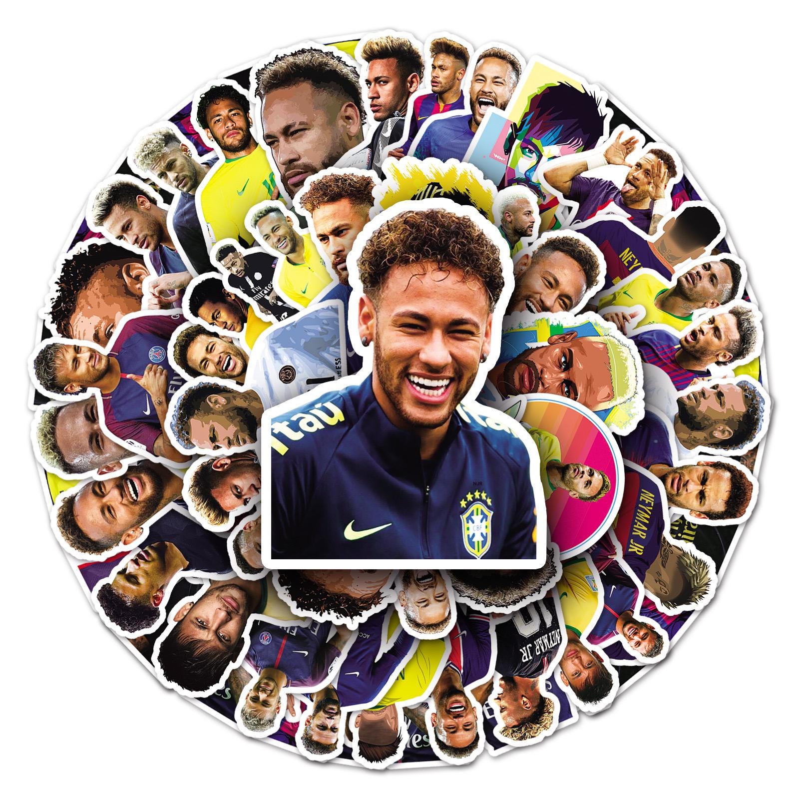 Brazilian Football Superstar Neymar Stickers Pack: DIY Waterproof Vinyl Decals（50Pcs/set）