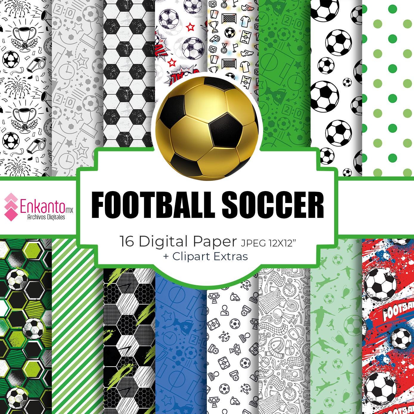 Football Soccer Digital Paper Clipart Instant Download | JPEG