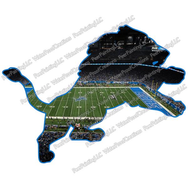 Detroit Lions Field. Lion Shape. Waterproof/Weather Resistant Vinyl Sticker. Gloss Finish