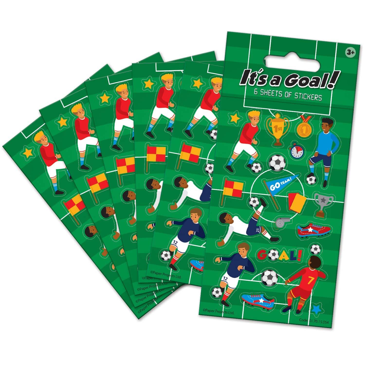 It's A Goal! Football Party Stickers Perfect for Loot Bag Fillers (6 Sheets)