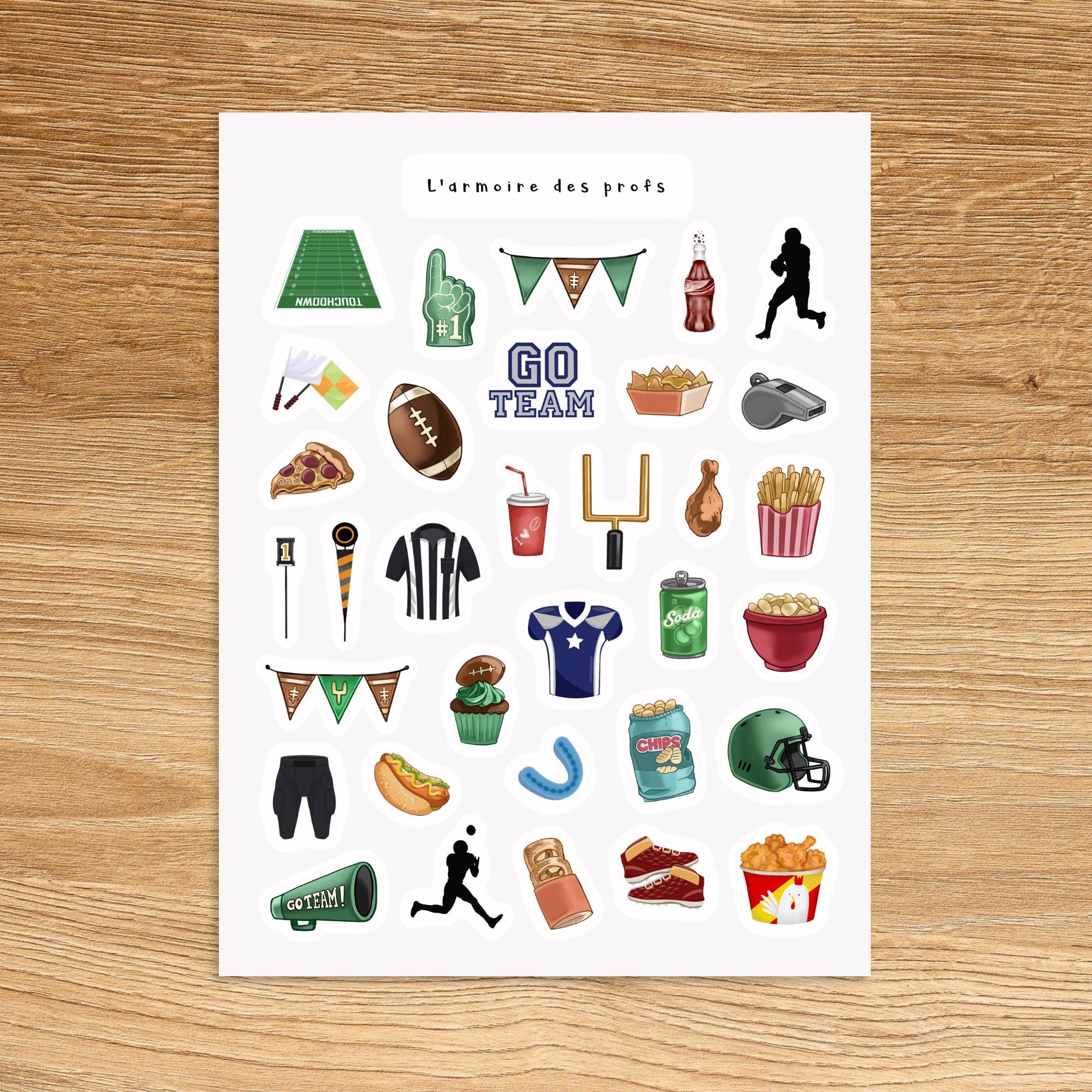 FOOTBALL Sport Stickers for Planner Journal Scrapbooking, Fitness Exercise Gym Planner Stickers, Self-care Healthy Lifestyle Stickers