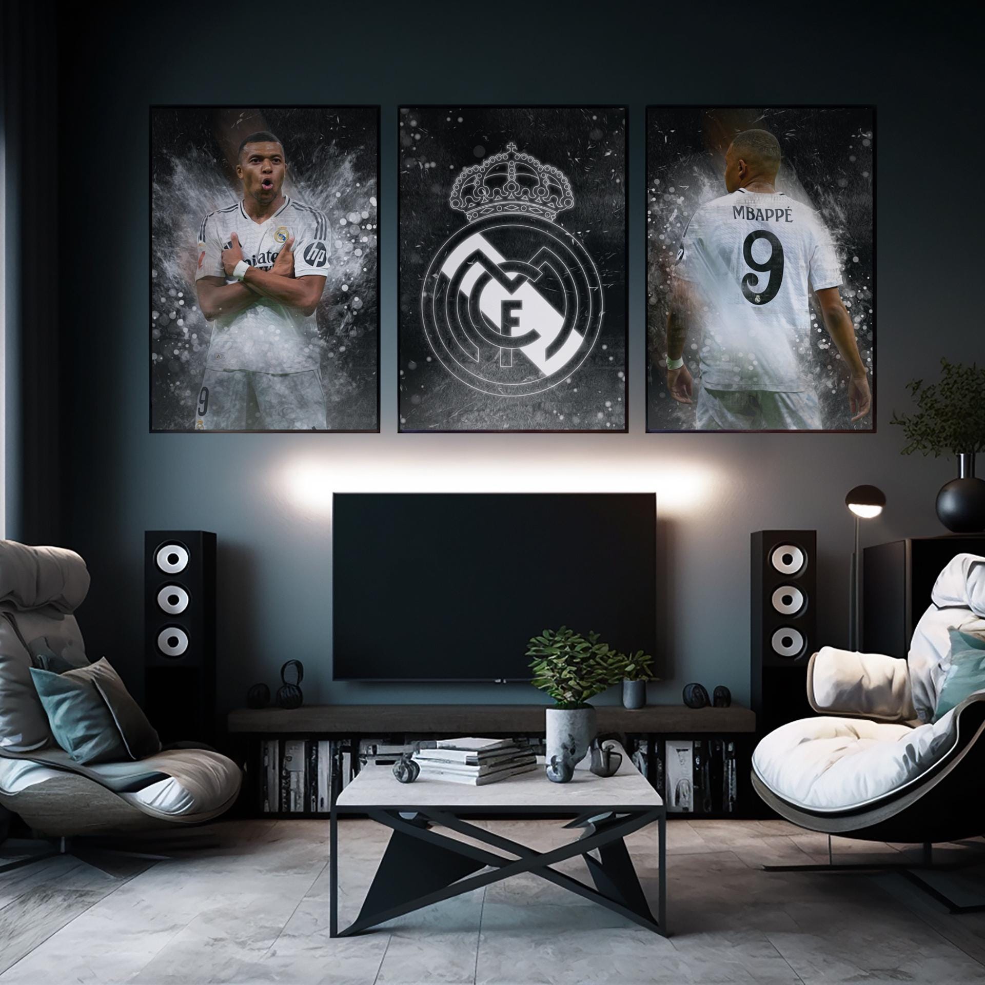 Kylian Mbappe Real Madrid Print Set: Football/Soccer Art (Set of 3)