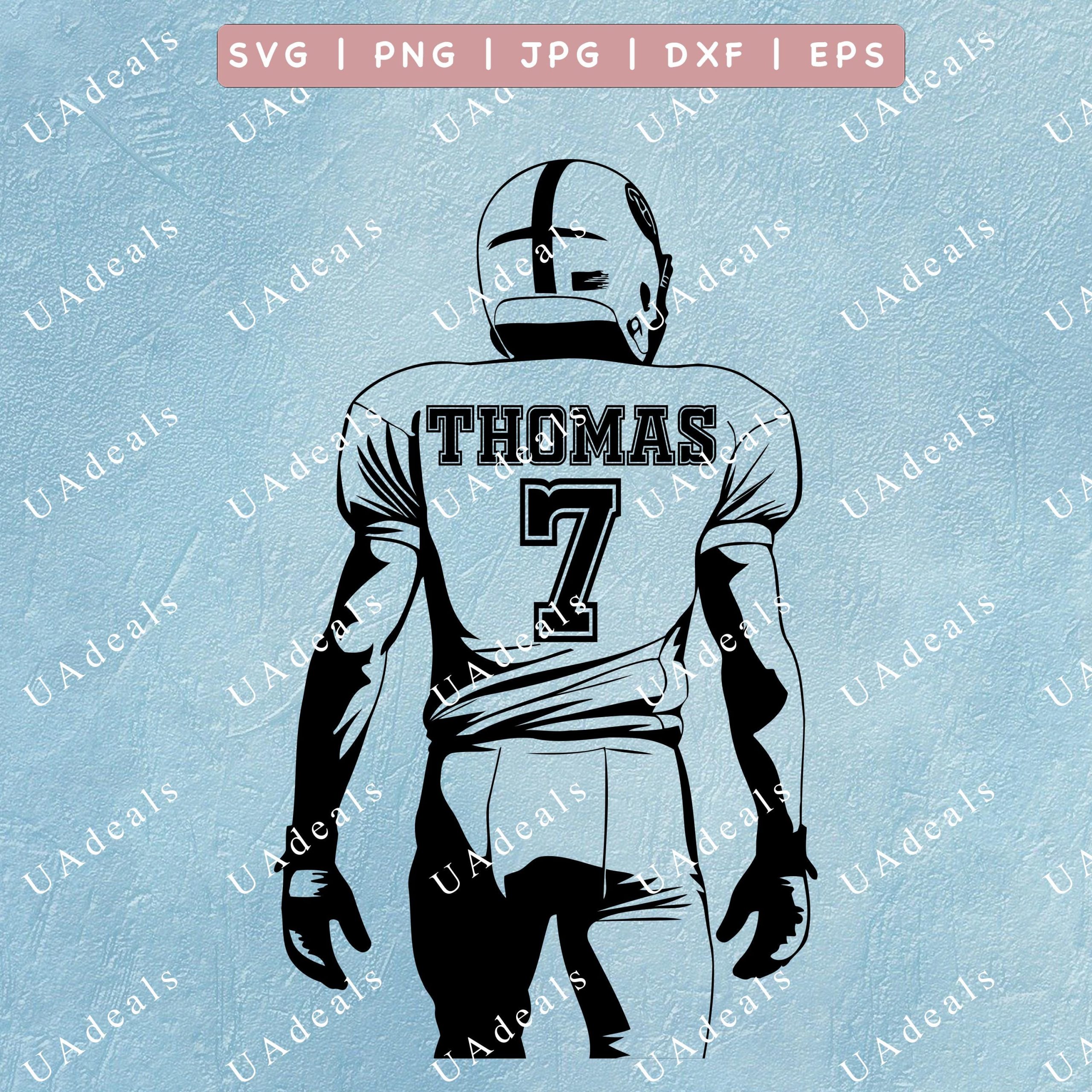 Custom Football Player Name & Number SVG PNG: Team Design Cut Files (Digital Download