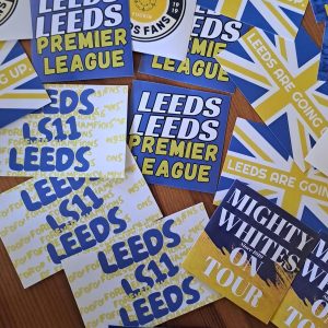 Leeds United Premier League stickers. PROMOTION Stickers x50 LIMITED AVAIALABILITY Lufc-Football gift Ideas. Crafts. Fathers day gift.