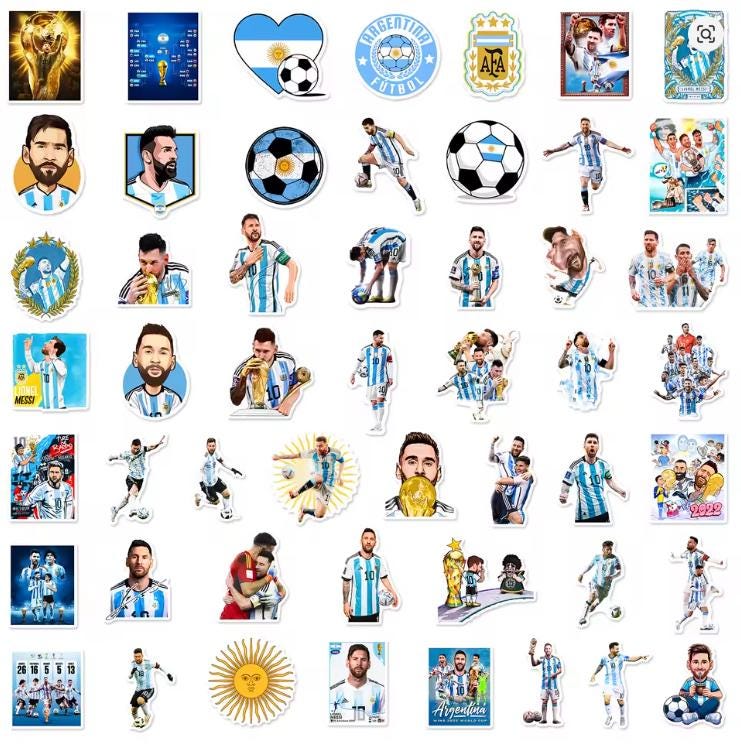 Messi Graffiti Stickers – 10/30/50/100PCS Soccer Decals for Laptop, Luggage, Skateboard, Car, Phone – Football Fan Gift Pack