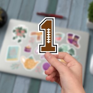 Football Number One Sticker, First Birthday Decor, American Football Sticker, Rugby Vinyl, Kiss-Cut, Sticker For Tumbler And Laptop.