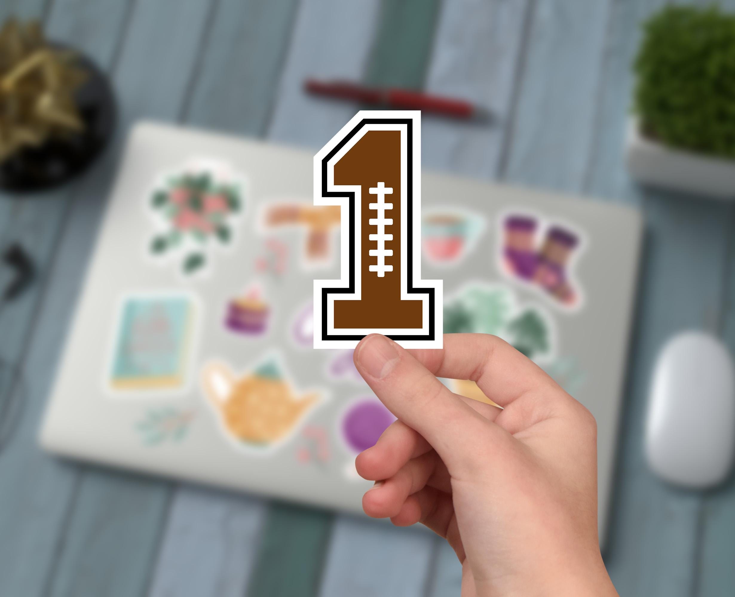 Football Number One Sticker, First Birthday Decor, American Football Sticker, Rugby Vinyl, Kiss-Cut, Sticker For Tumbler And Laptop.