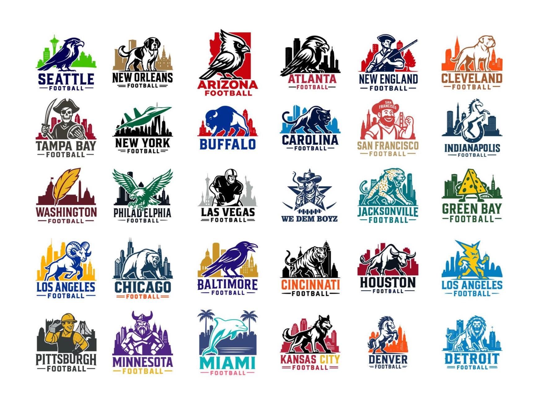 Football bundle SVG Cricut cut file. City PNG Clipart. Silhouette sublimation print. Sports fan set, Vinyl Detroit, Dallas, Green Bay. vs