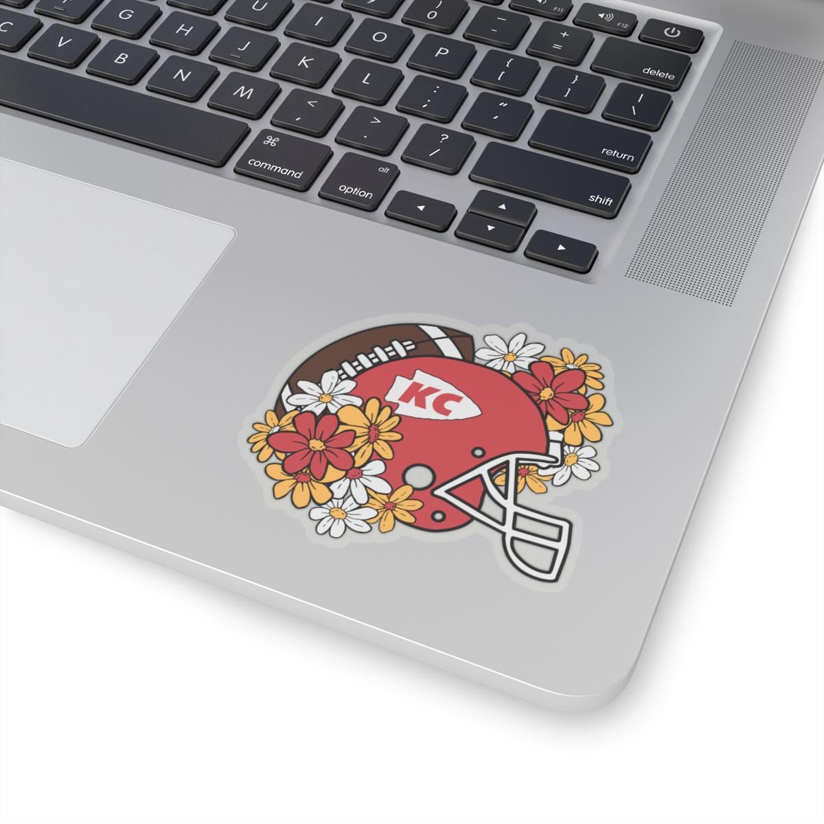 Kansas City Football Kiss-Cut Sticker - KC Floral Football Fan Decal, KC Pride Flower Decal, Team Spirit Sticker, KC Football Lover Gift