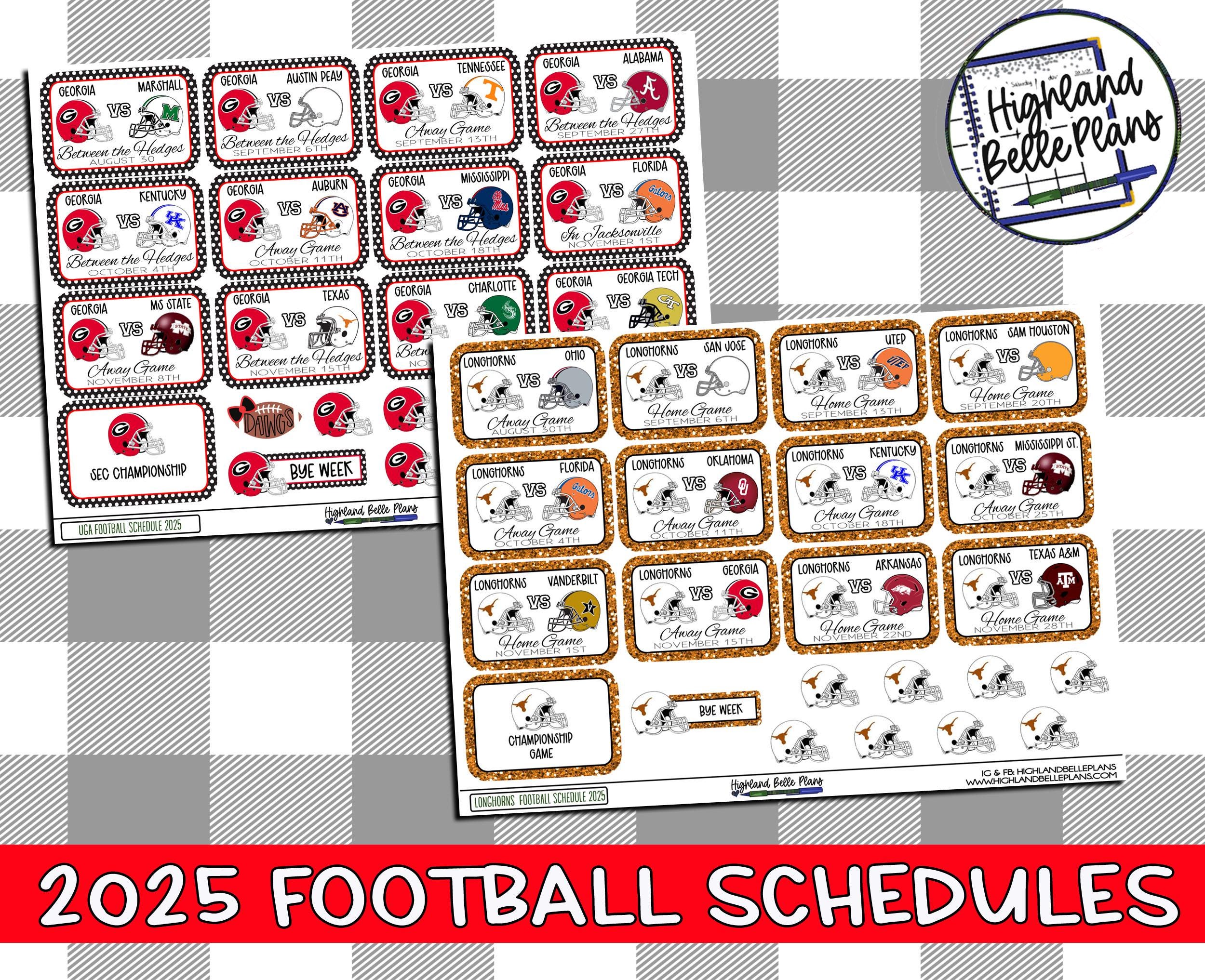 Southeastern Conference College Football Schedule Planner Stickers! 2025 Season *Limited Number Available!