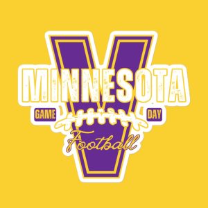 Minnesota Football Sticker | V Is for Vikings Decal | Purple & Gold Vinyl | Game Day Fan Sticker | Waterproof Tailgate Accessory