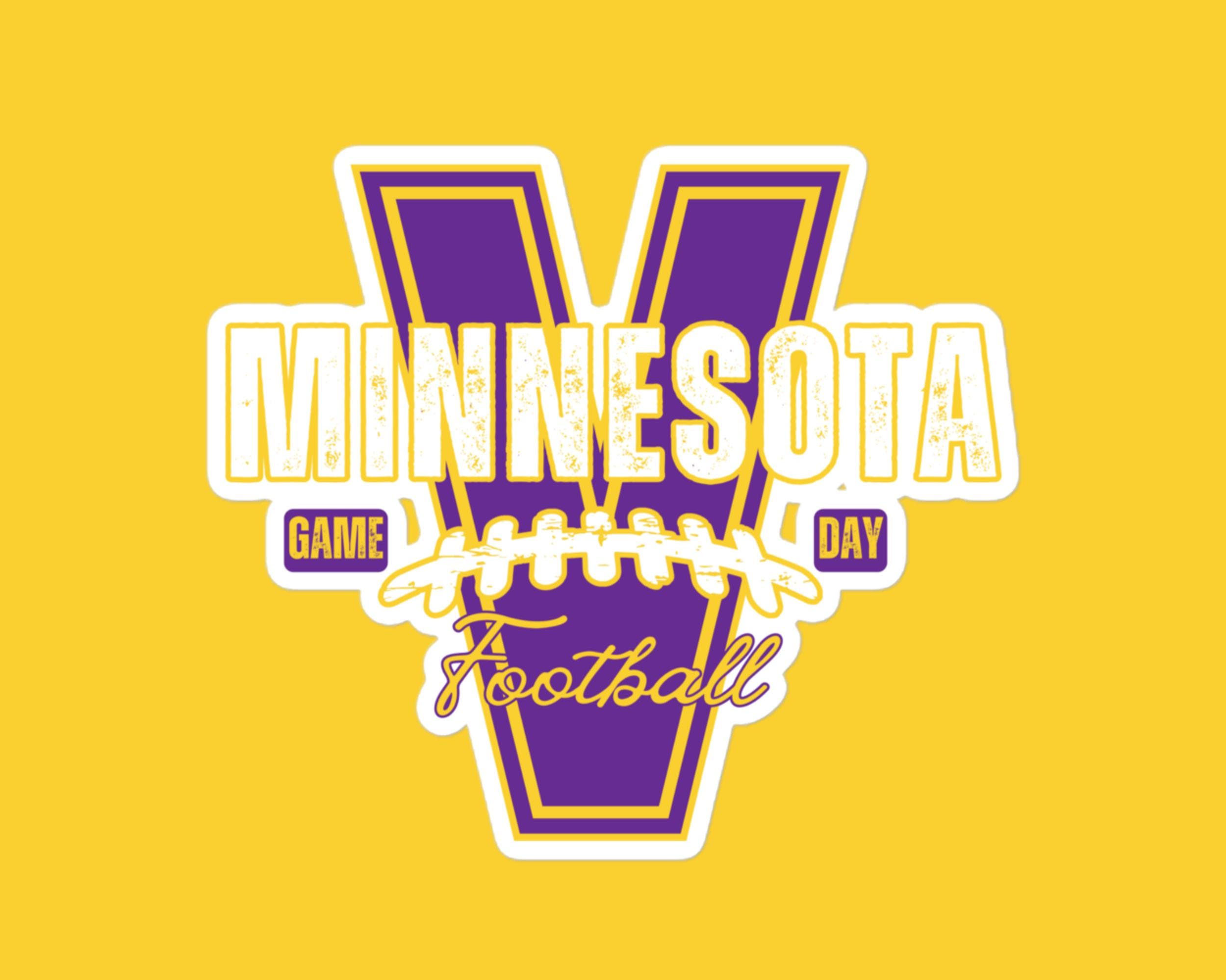 Minnesota Football Sticker | V Is for Vikings Decal | Purple & Gold Vinyl | Game Day Fan Sticker | Waterproof Tailgate Accessory