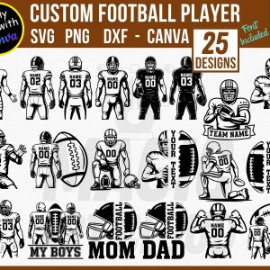 Custom Football player SVG Bundle,Football svg,Football player svg,Football mom svg,Football Name Svg,Football team svg,Two football players