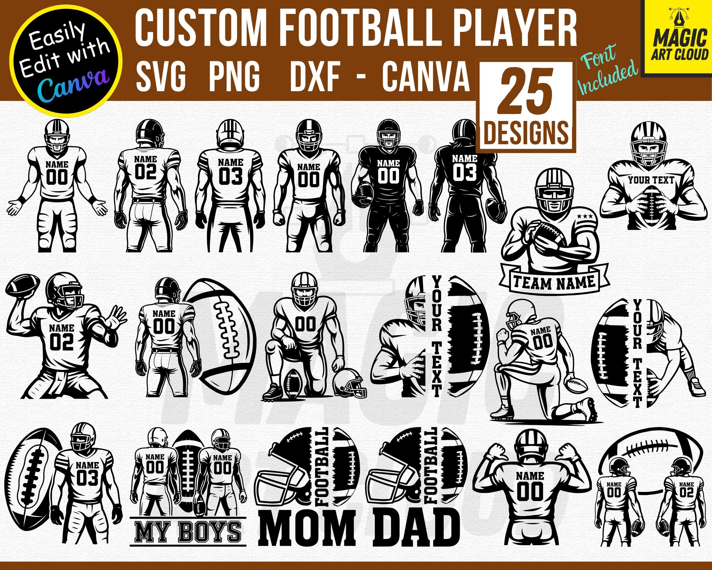 Custom Football player SVG Bundle,Football svg,Football player svg,Football mom svg,Football Name Svg,Football team svg,Two football players