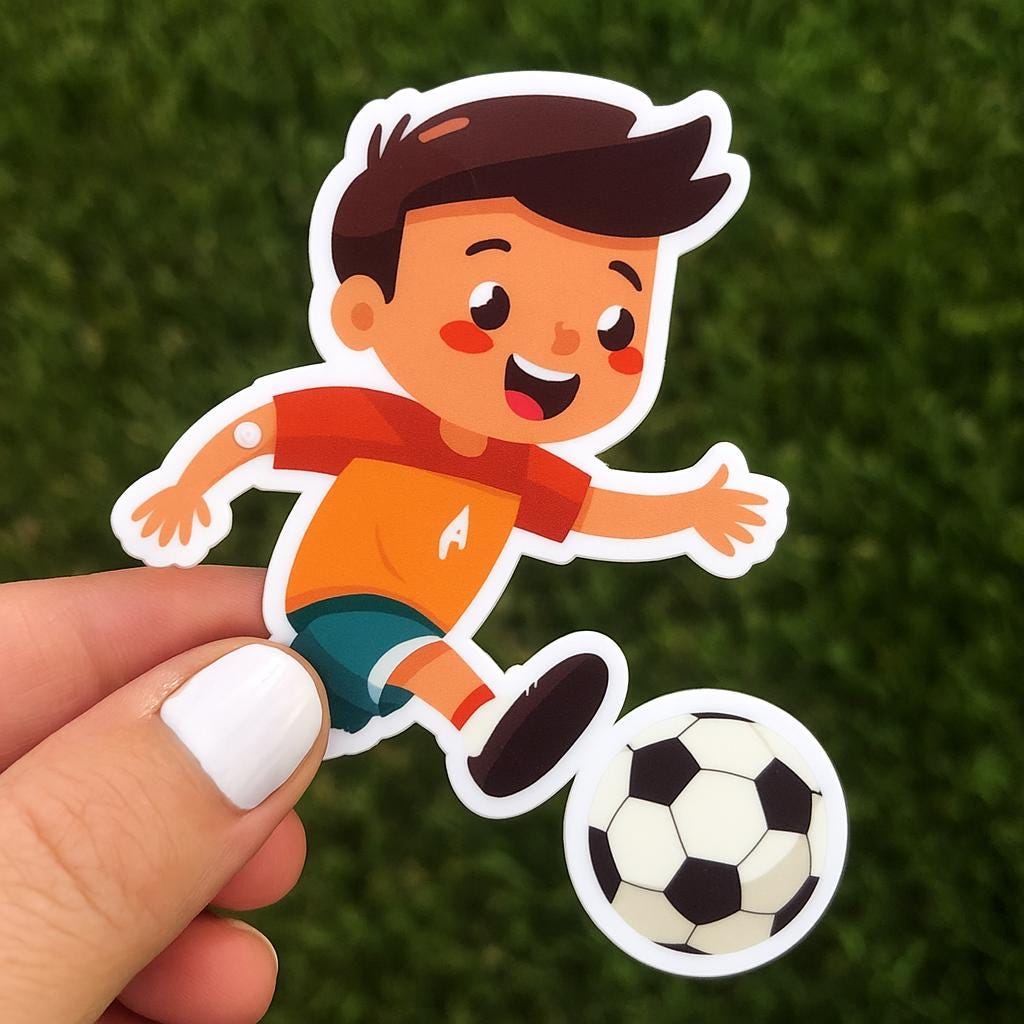 Freddie the Diabetic Footballer Sticker | 3" Vinyl Kiss-Cut | Kids T1D Positivity | Waterproof Decal