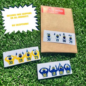 Michigan football decal, O-H and 4 laptop decal, water bottle decal, phone case decal, car decal, Michigan sticker, Michigan Wolverines