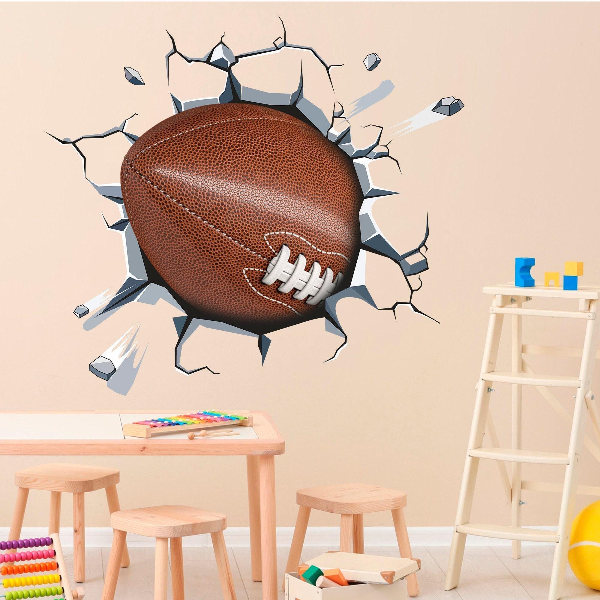 American Football Wall Decal - Gridiron Ball Sticker for Sporty Home Decor