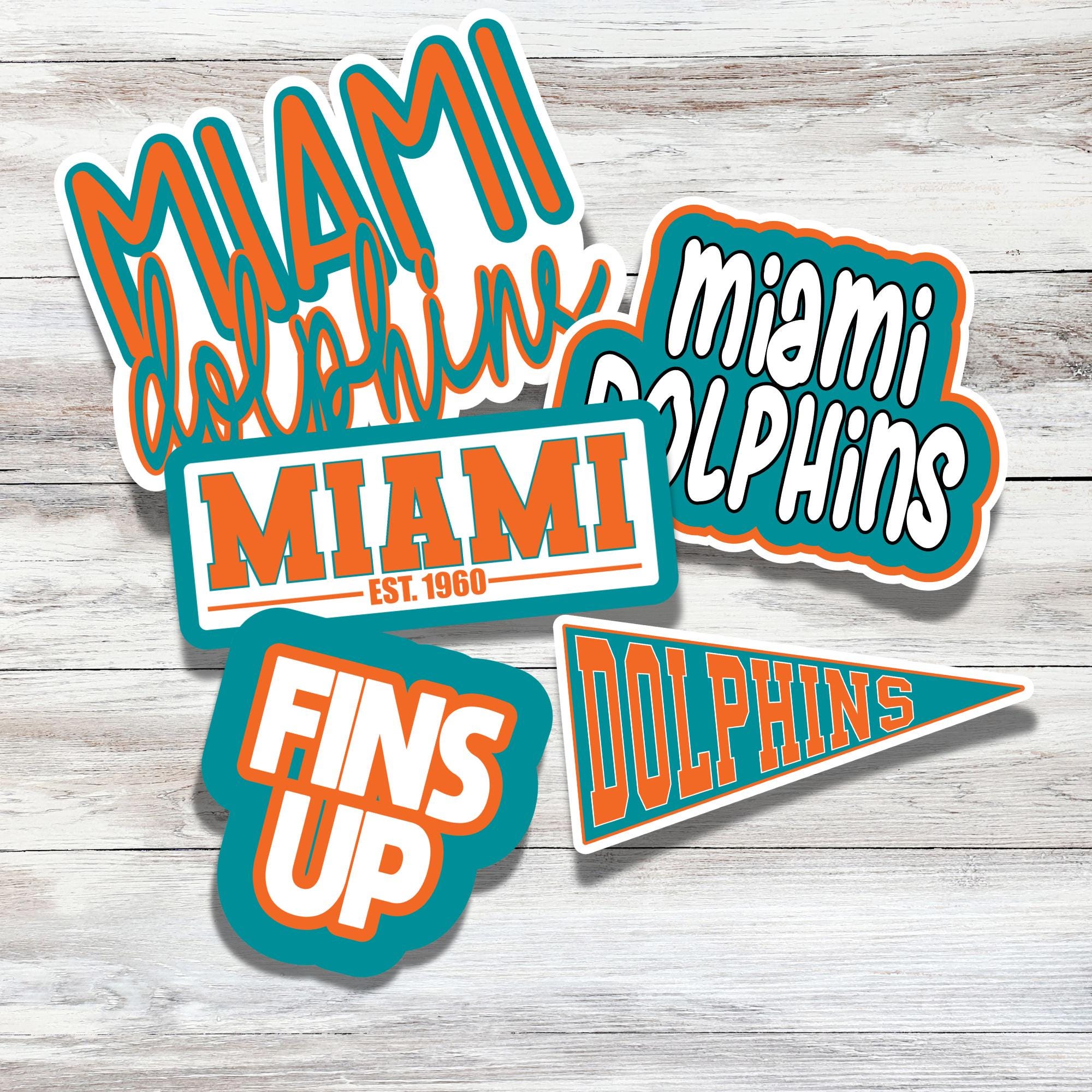 Miami Dolphins Stickers? Football Stickers ? Sports ? Water Resistant Stickers ? Sticker Pack ? Vinyl Sticker ? Gifts for Him