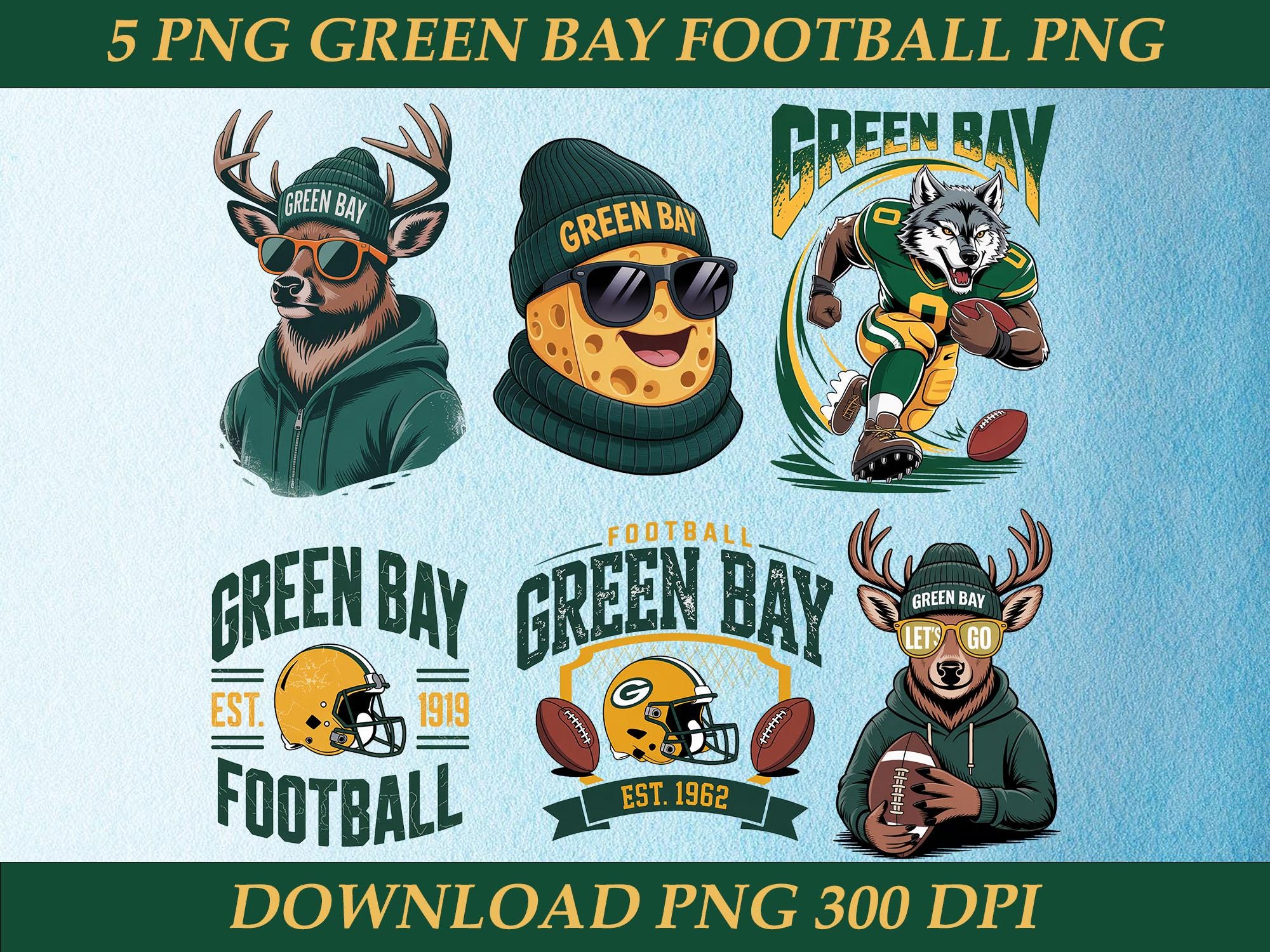 Green Bay Cheesehead Football PNG, football Mascot png, Green Bay Fan Printable, Cheesehead Football Decor, Green Bay Football