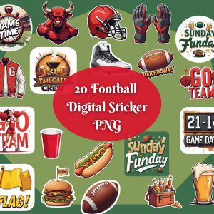 Football Digital Sticker Pack | NFL Season Phone Wallpapers | Game Day Planner Stickers | Sports Digital Download
