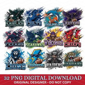 32 Football Mascot png Bundle, Football Team png, Mascot Png, Football PNG, Game Day Football Clipart, Football Animal, Football posters