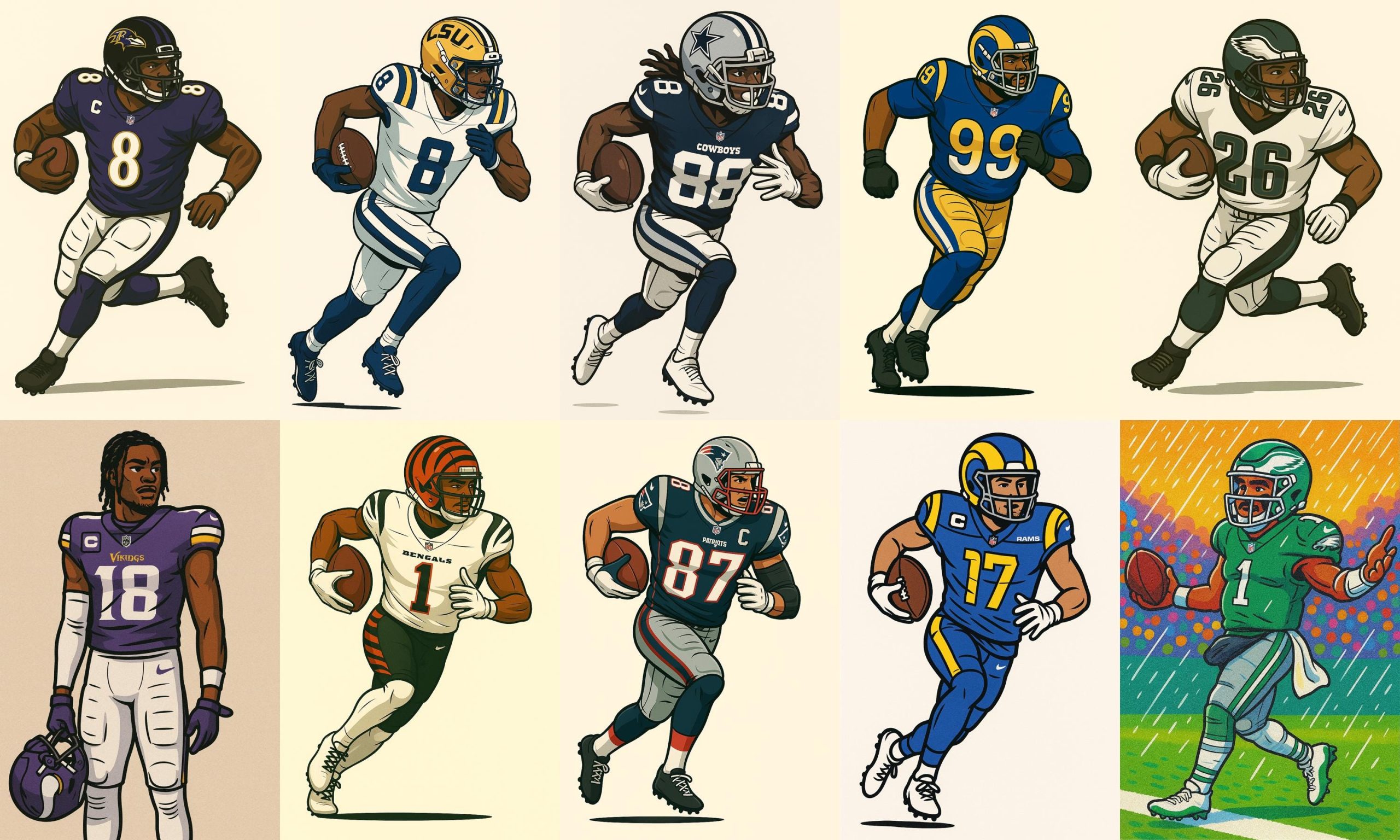 NFL Football Current & Legends Individual Stickers